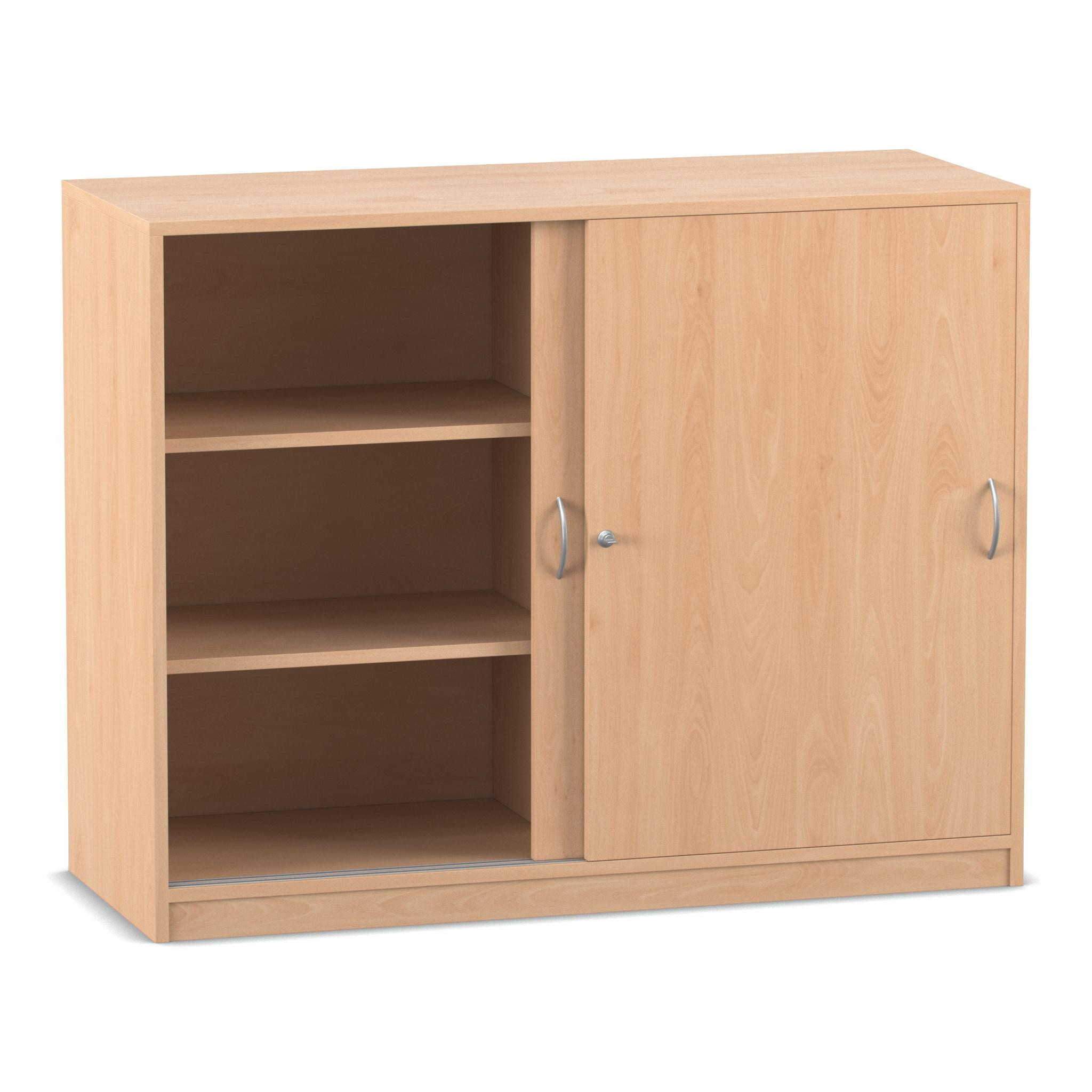 Flexeo® Schiebetürenschrank, Buche hell, 6 Fächer, , HxBxT 99,1 x 126,4 x 48 cm
