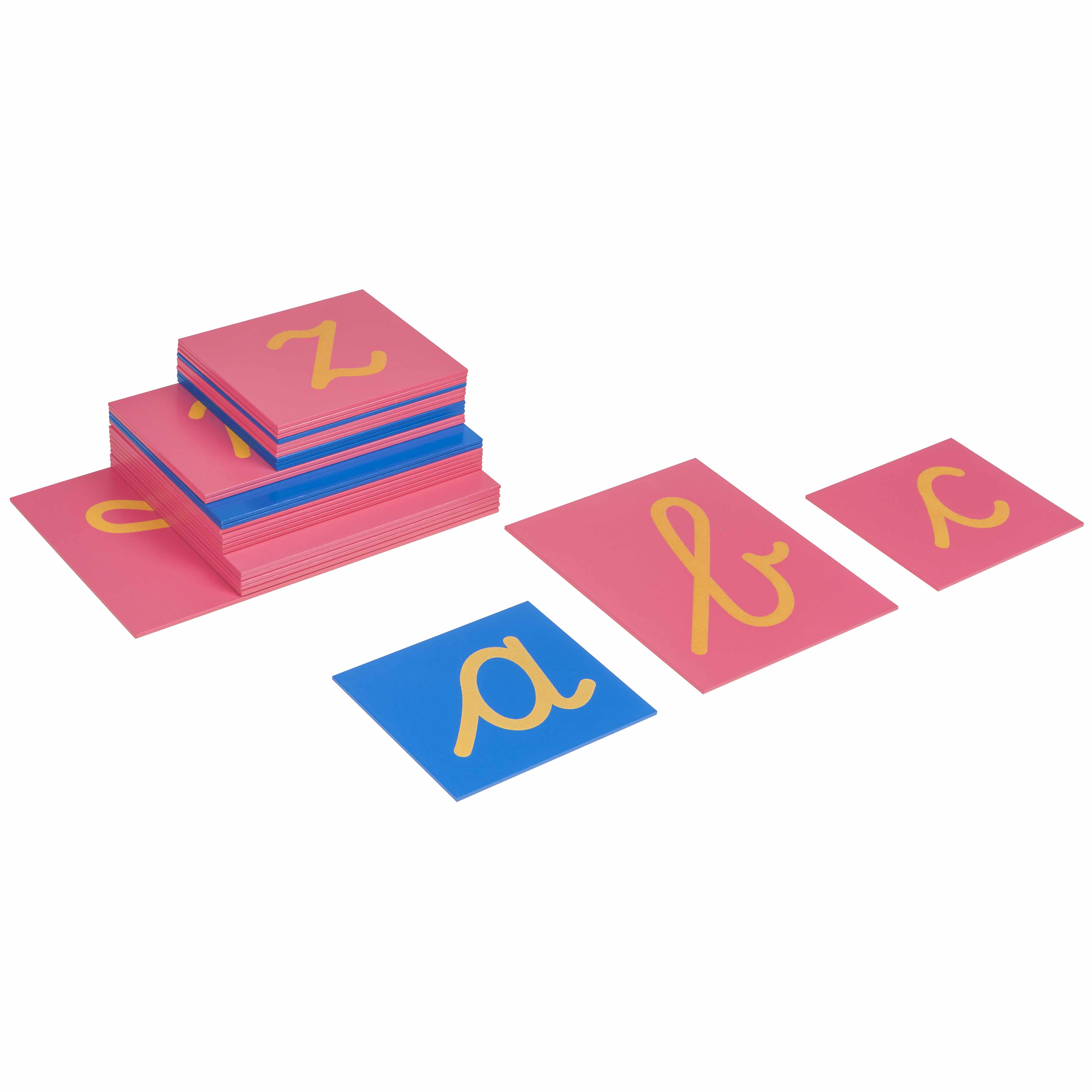 Sandpapierkleinbuchstaben: lateinische Ausgangsschrift (englisch) - Montessori Sprache