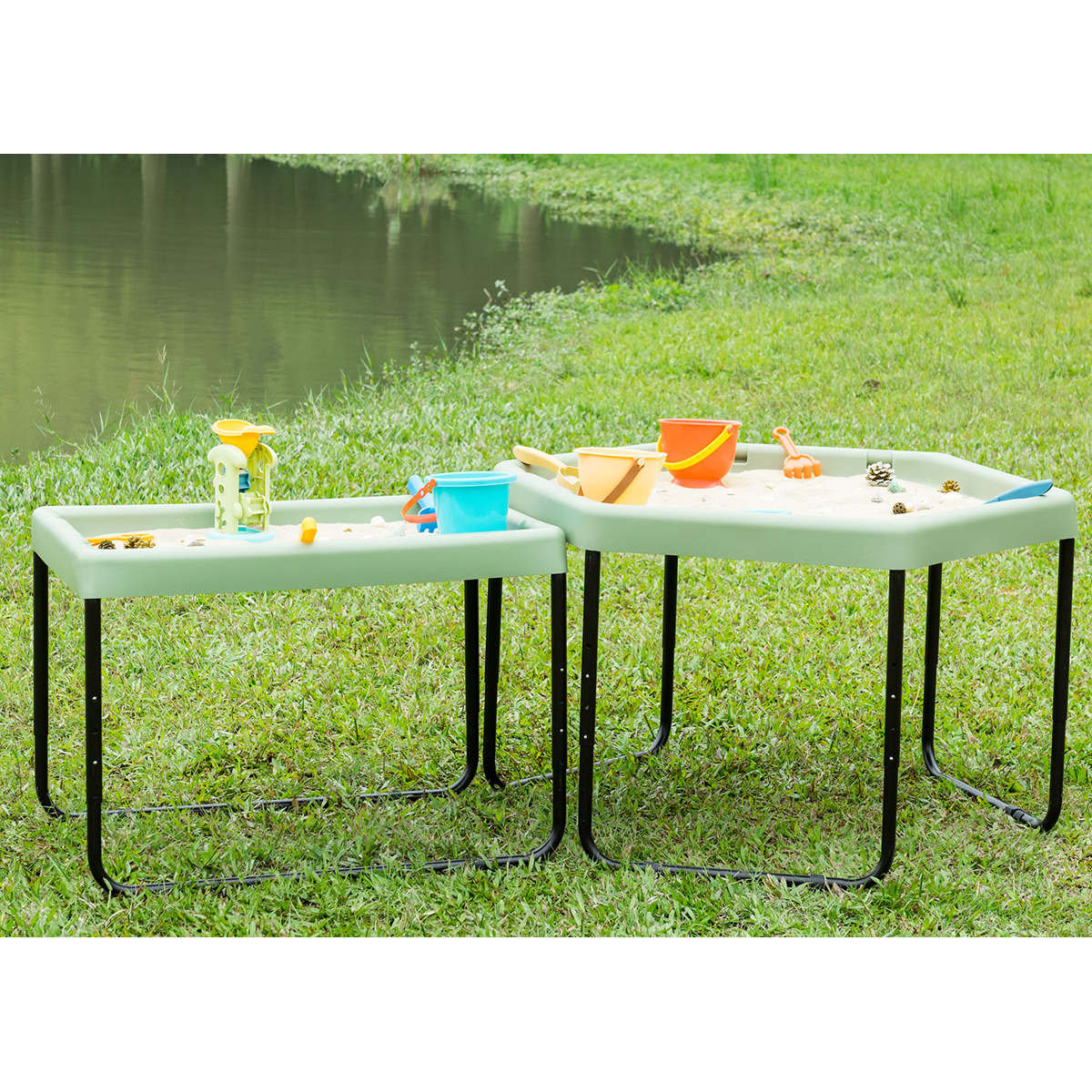 Rechteckiges Spielbrett Salbei, 82 x 52 x 8 cm, für Sand, Wasser und Pflanzen