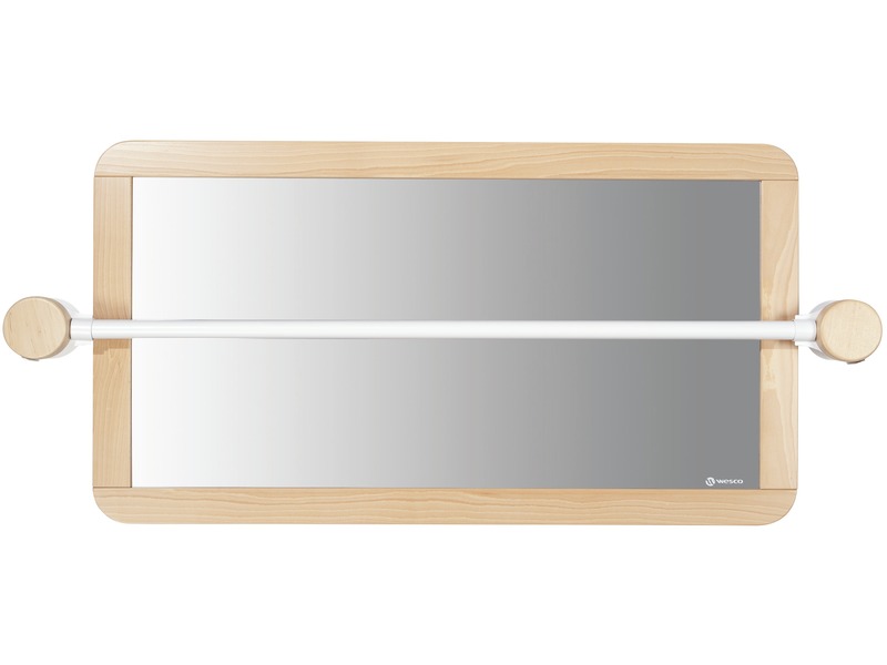 Großer Krippenspiegel mit gerader Haltestange und Verbindungen, weiß