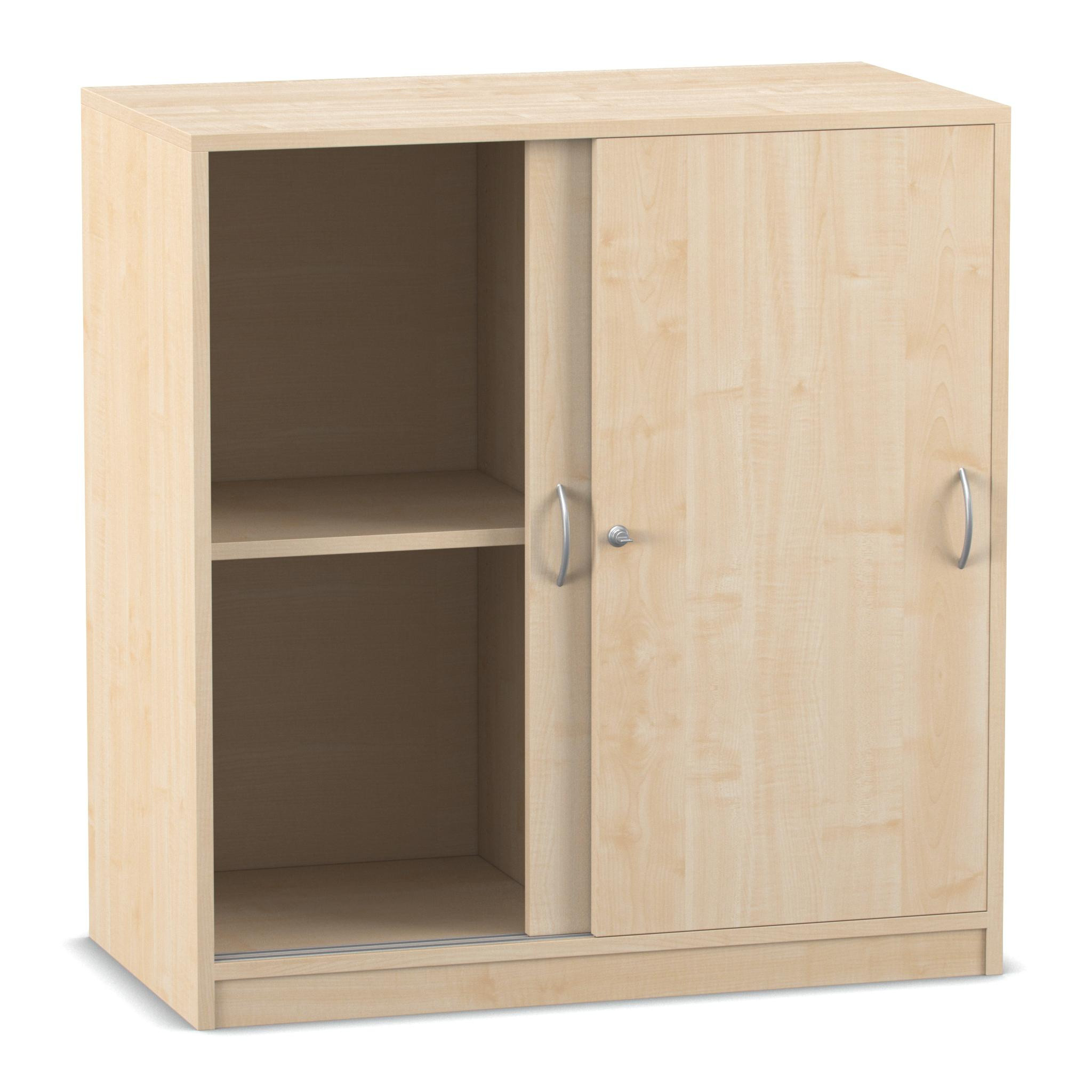 Flexeo® Schiebetürenschrank, Ahorn honig, 4 Fächer, Mittelwand, HxBxT: 99,1x94,4x48 cm
