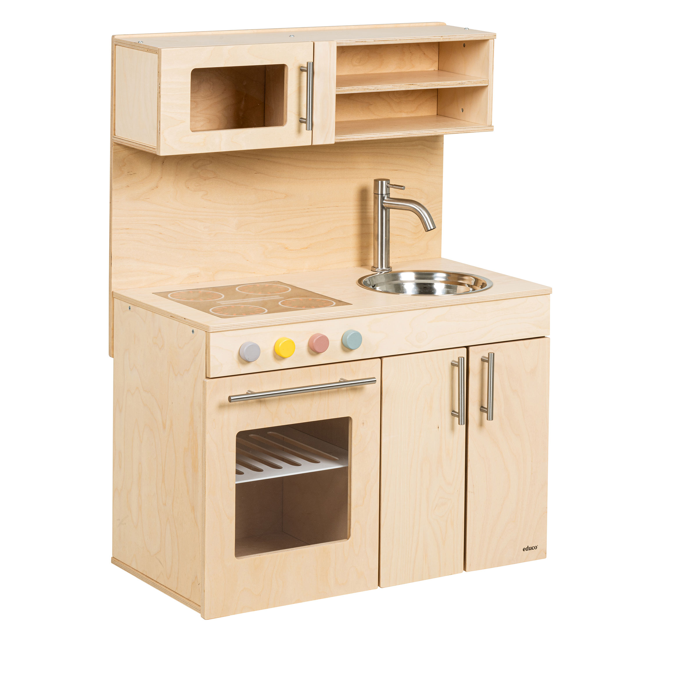 Educo Küchenblock - Spielküche aus Holz mit Herd und Spüle