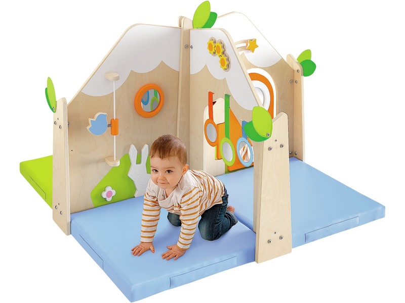 Aktivitätenbereich Babi Up Haus mit Tür, Spiegelbrücke und 3 Mosaikmatten