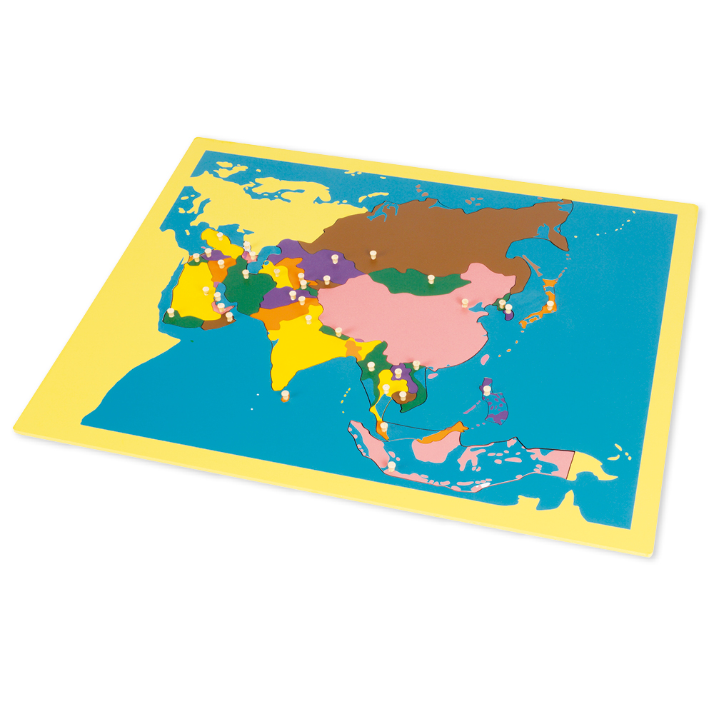Montessori Puzzlekarte Asien, ca. 57 x 45 cm