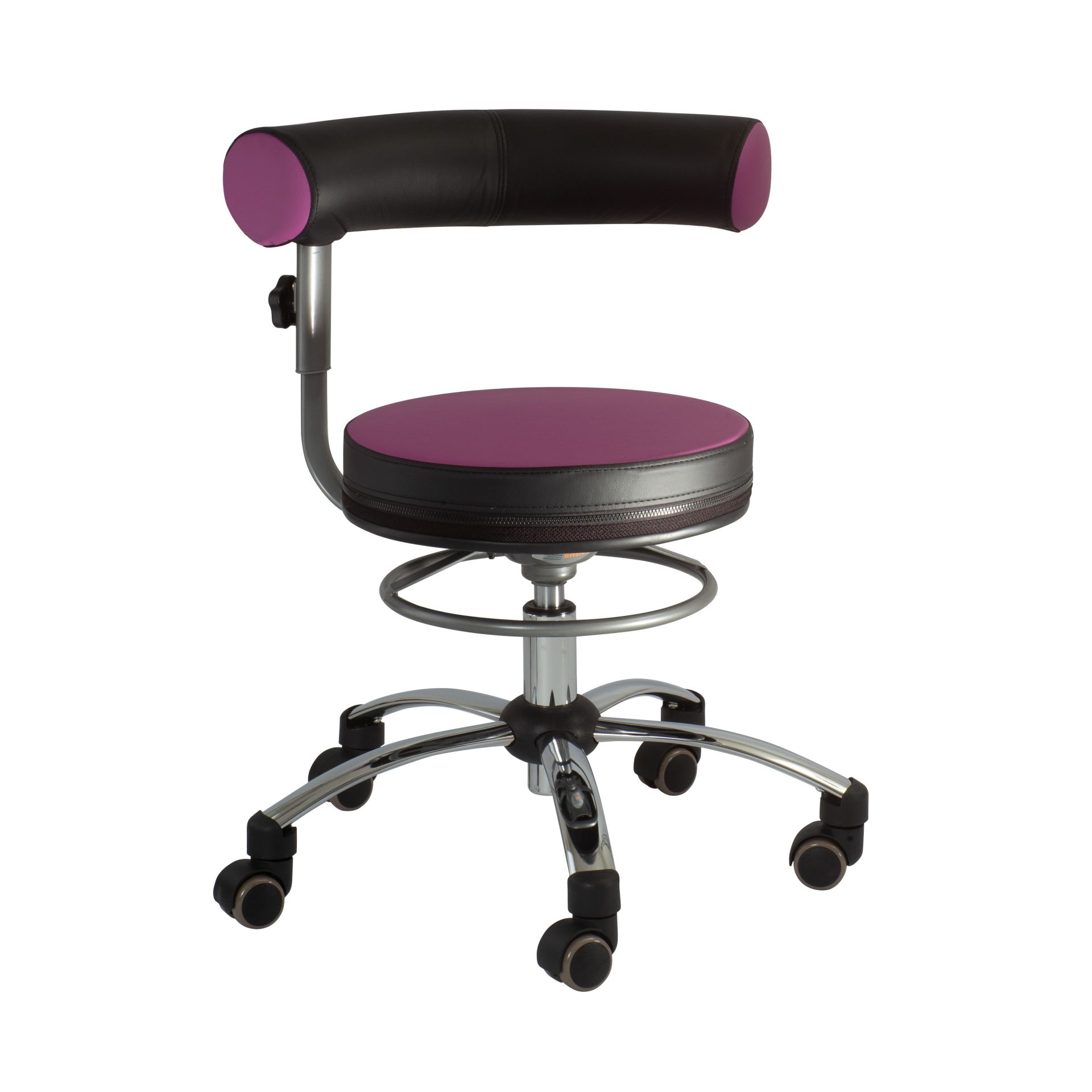 Sanus Gesundheitsstuhl 42-51 cm mit höhenverstellbarer Lehne, Kunstleder lila/schwarz, mit Rollstopp