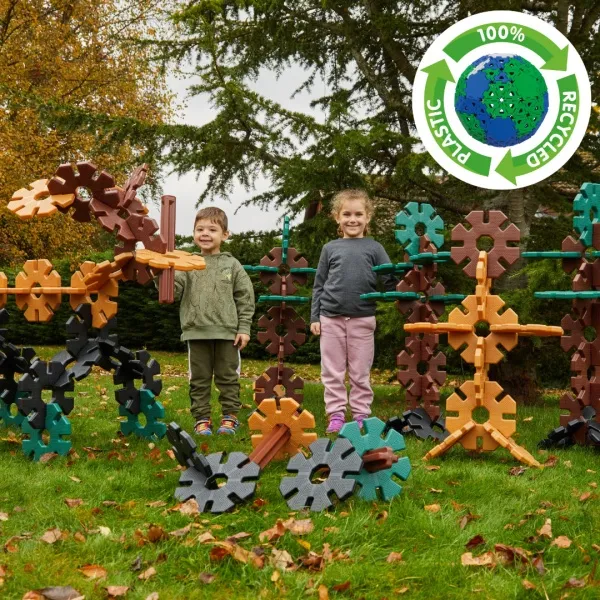 Große Steckblumen, Giant Polydron Octoplay, Starterset, Natural Colors, 21 Teile, aus Recyclingkunststoff, für Kinder