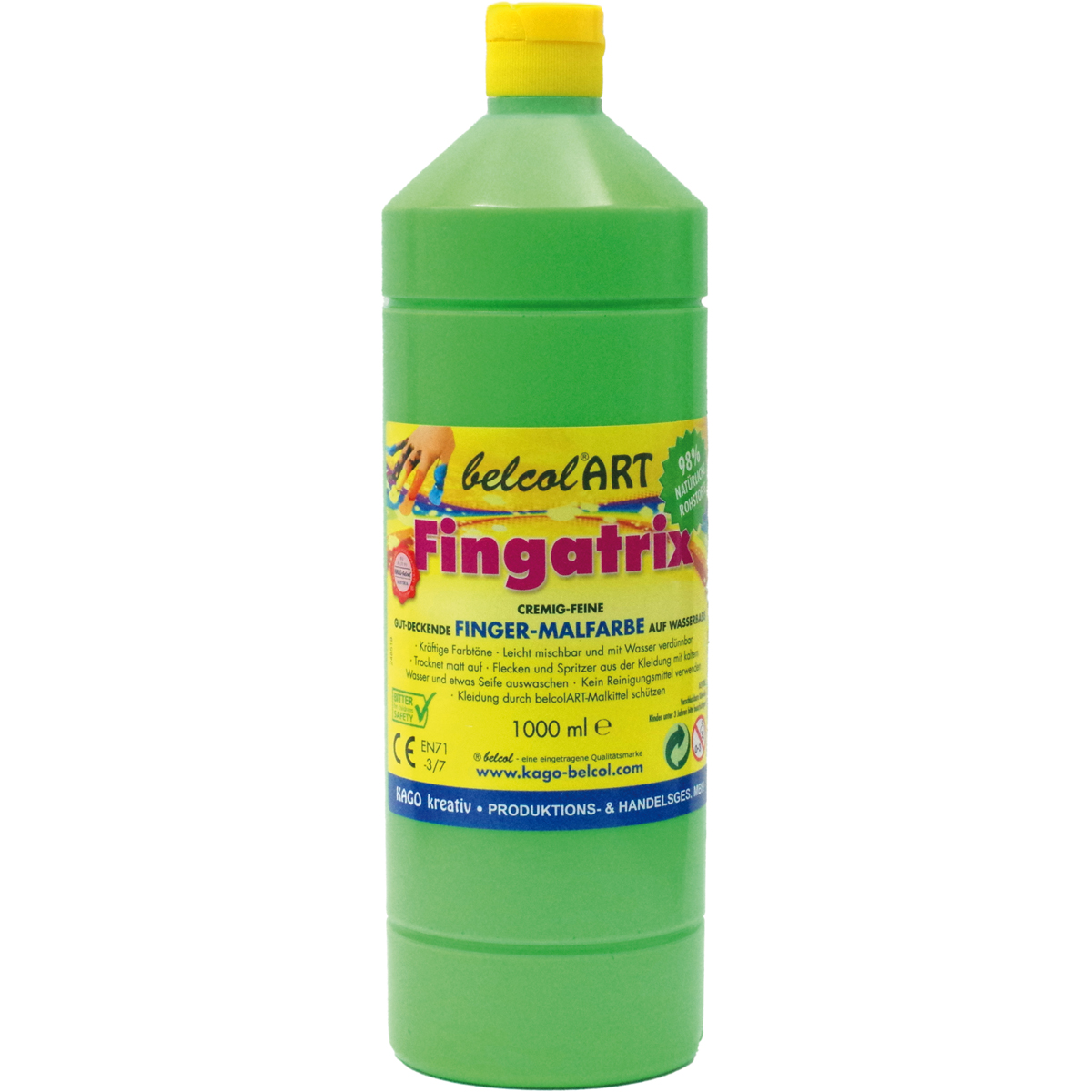 Fingermalfarbe 1000 ml, cremig, abwaschbar, mit Bitterstoff, hellgrün
