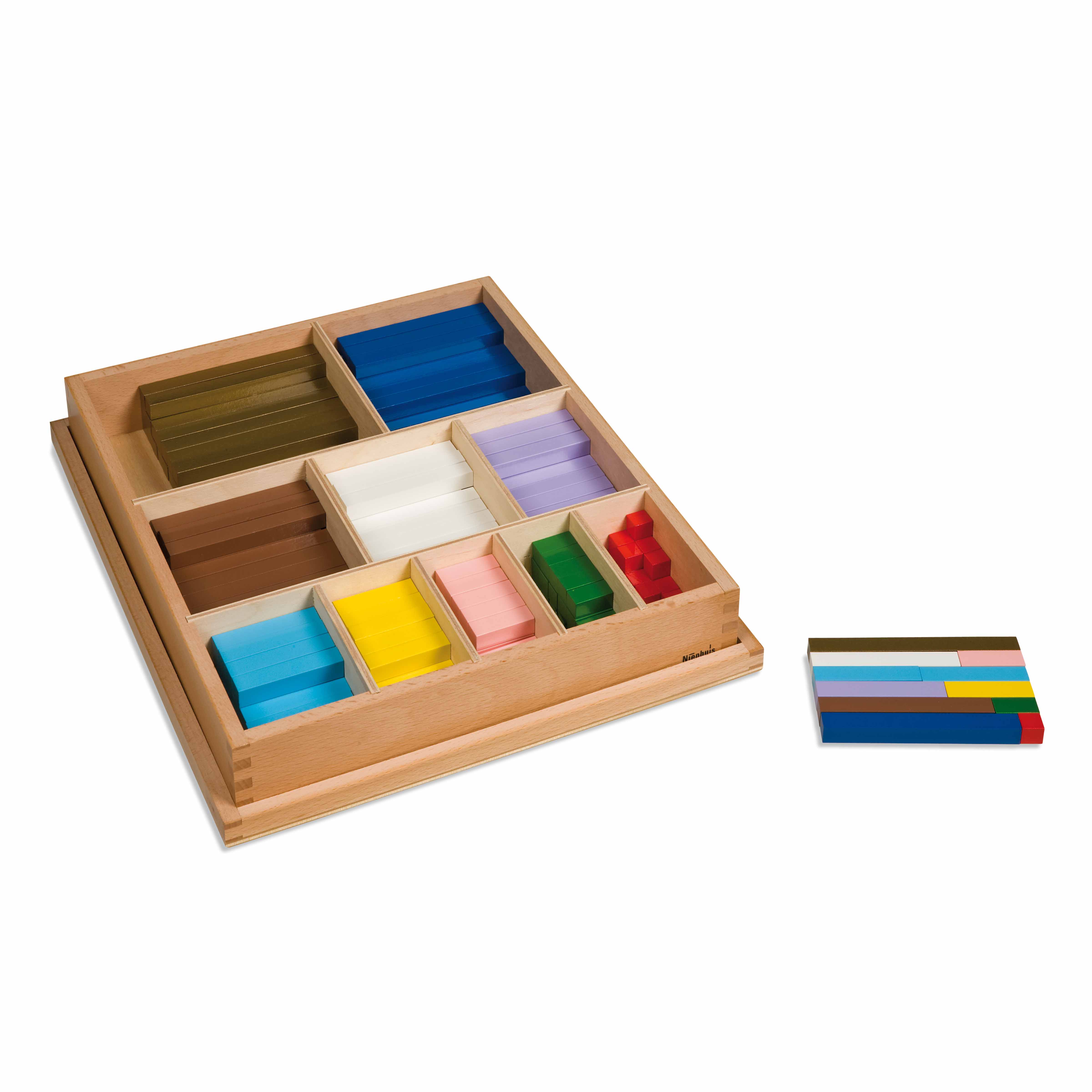 Kasten mit farbigen Rechenstäben - Montessori Mathematik