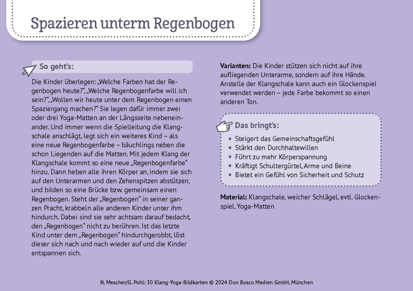 30 Klang-Yoga-Bildkarten, 4-10 Jahre
