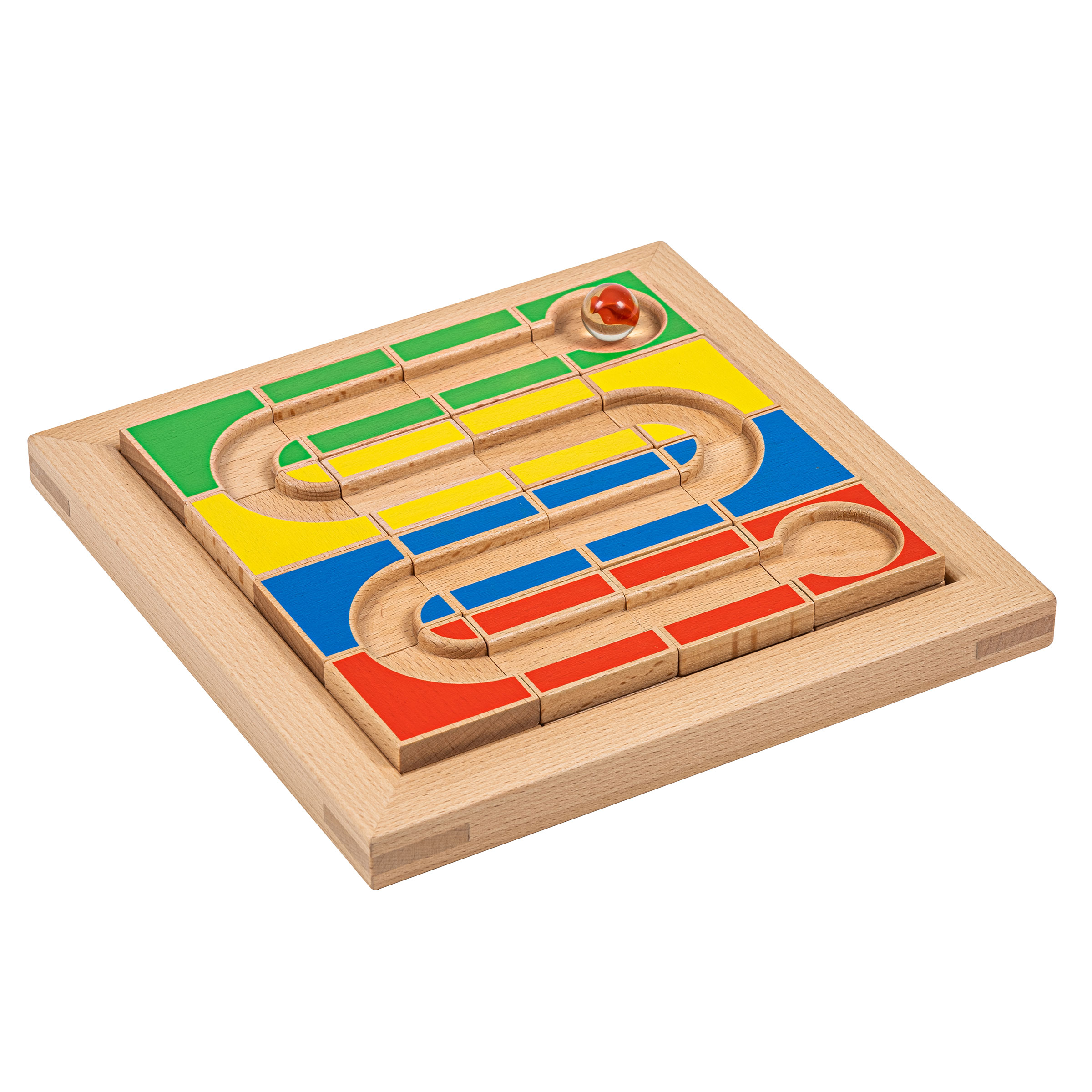 Farbcode Murmelbahn-Spiel aus Holz – Geschicklichkeit, ab 3 Jahren