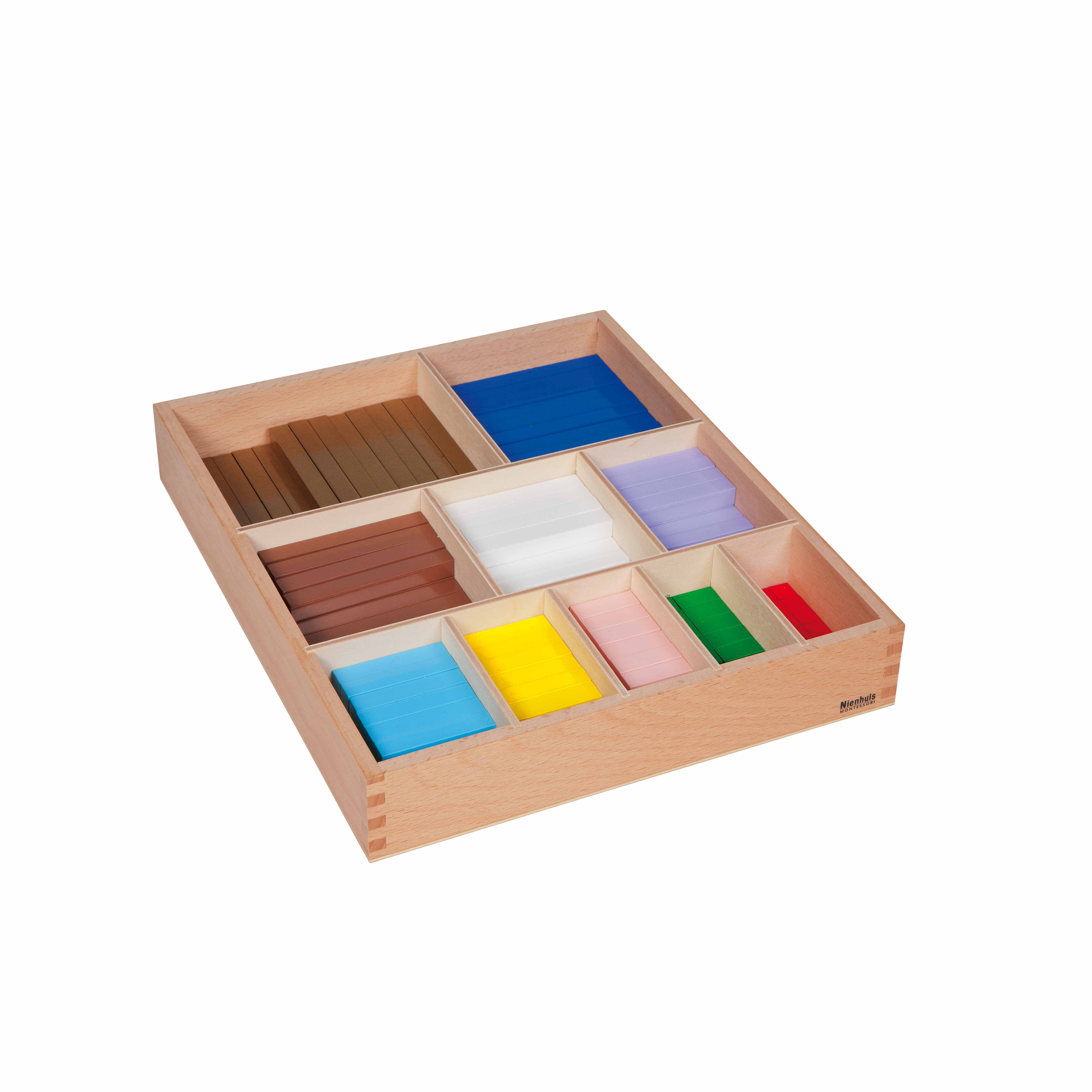 Kasten mit farbigen Rechenstäben - Montessori Mathematik