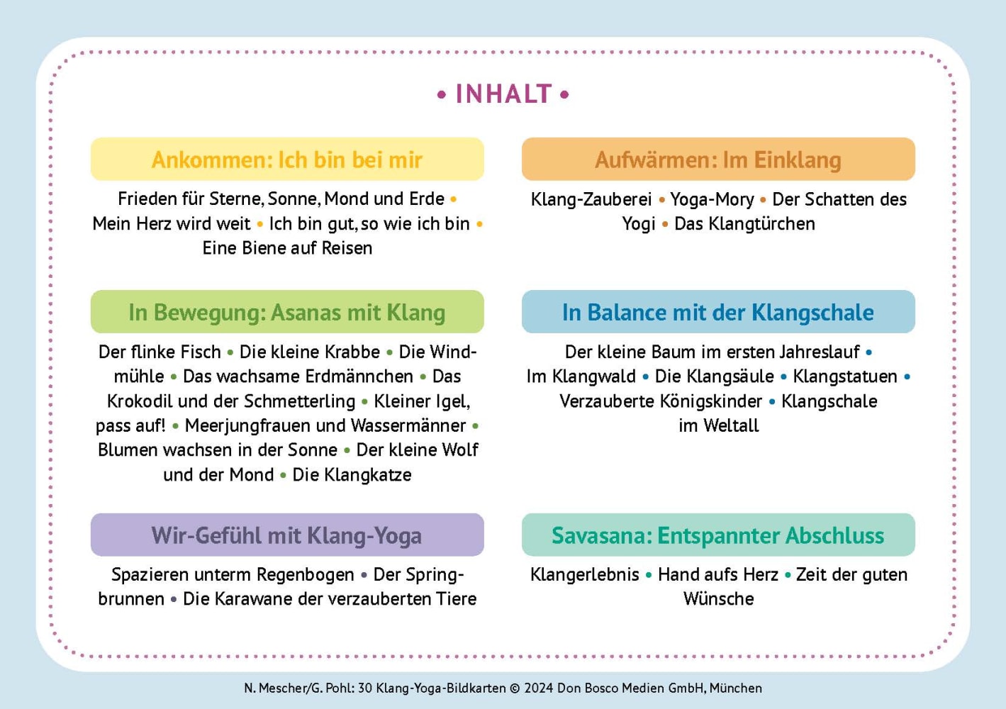 30 Klang-Yoga-Bildkarten, 4-10 Jahre