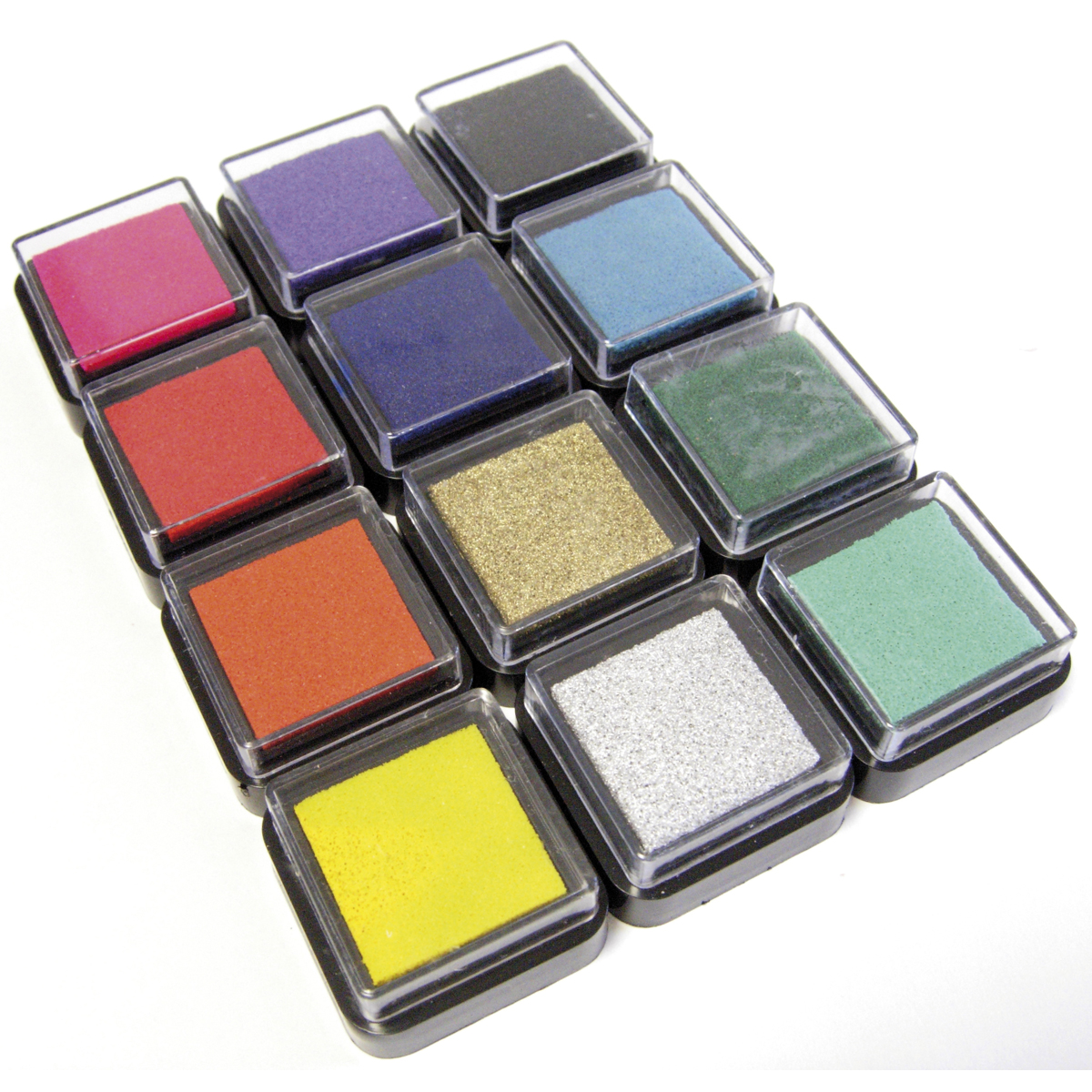 Ministempelkissen 12er Set, 12 Farben, 3,5 x 3,5 x 1,6 cm