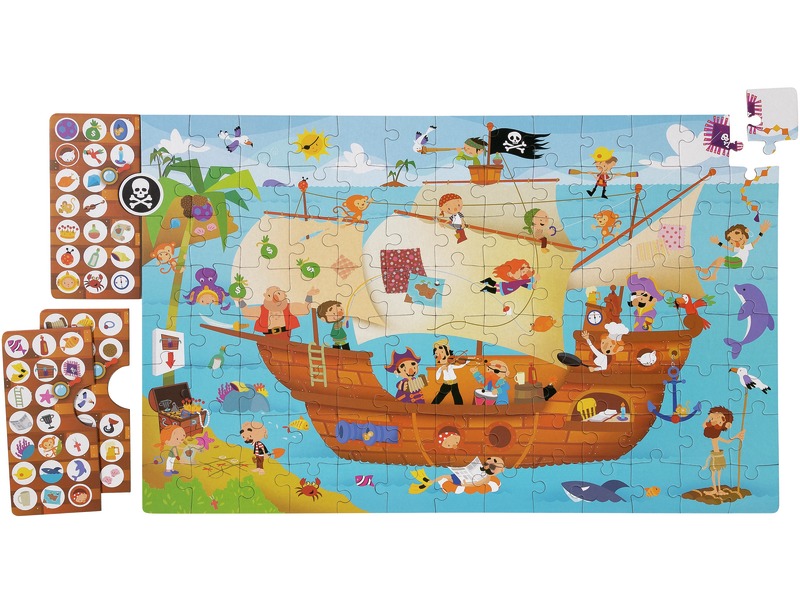 Beobachtungspuzzle Piratenschiff mit Poster, 104 Teile, ab 5 Jahren