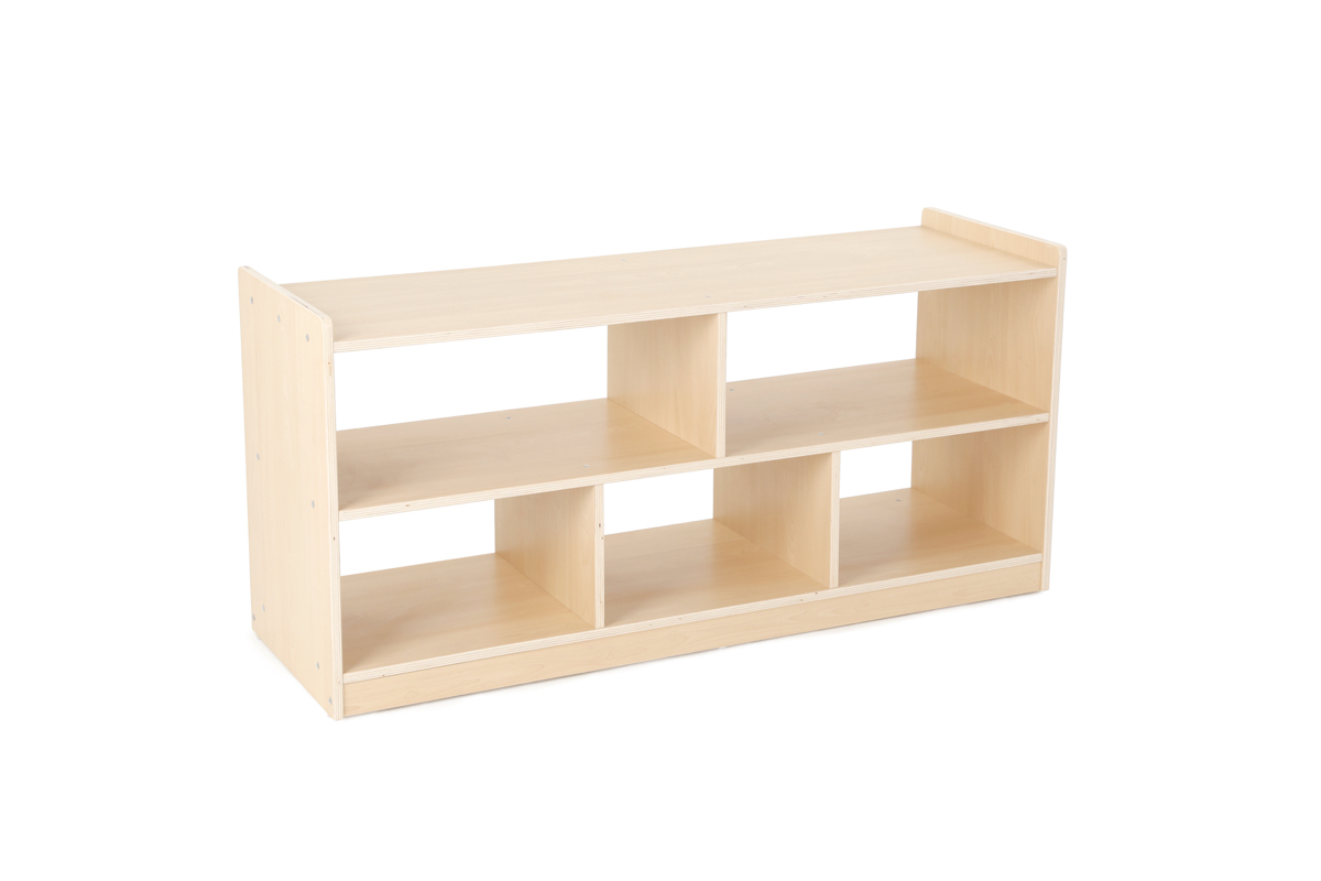 Kinder-Regal, Raumteiler, niedrig, Gerade, 5 Fächer, 120x39x57 cm, Ahorn