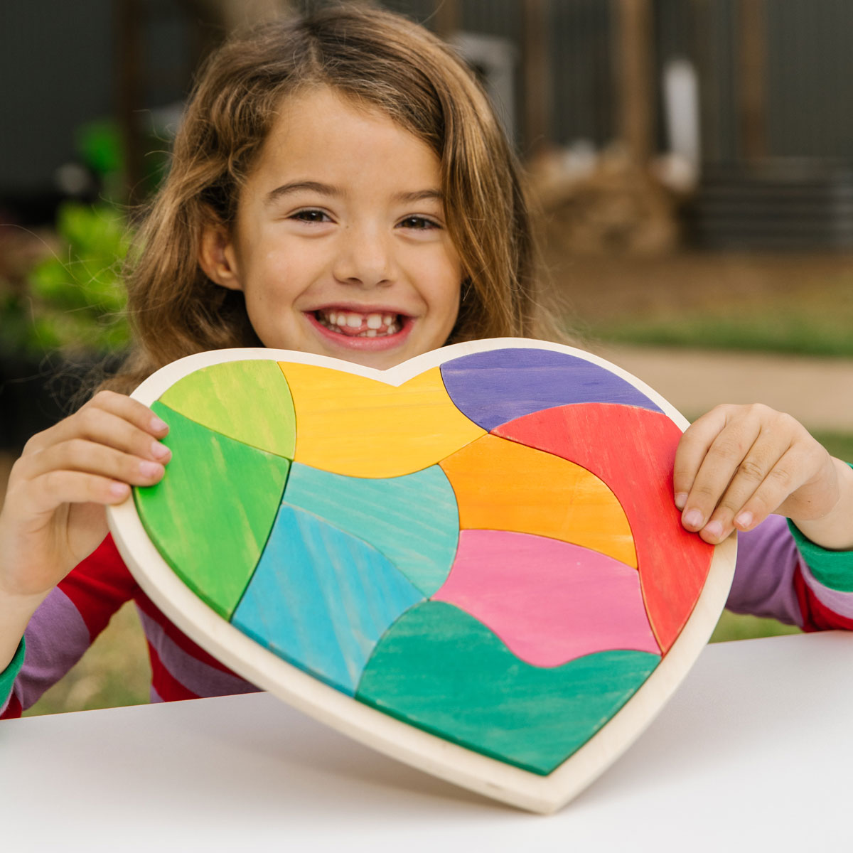 Holzbausteine-Set, Sortierspiel Herz, bunt, 10-teilig