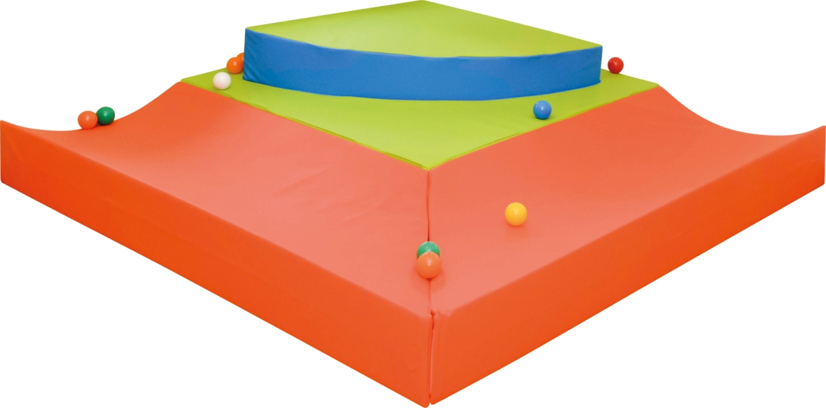 Ballbad für Babys, mit Kugellaufbahn und Viertelkreispodest, 4-teilig, Qualitäts-Kunstleder, 180 x 180 cm