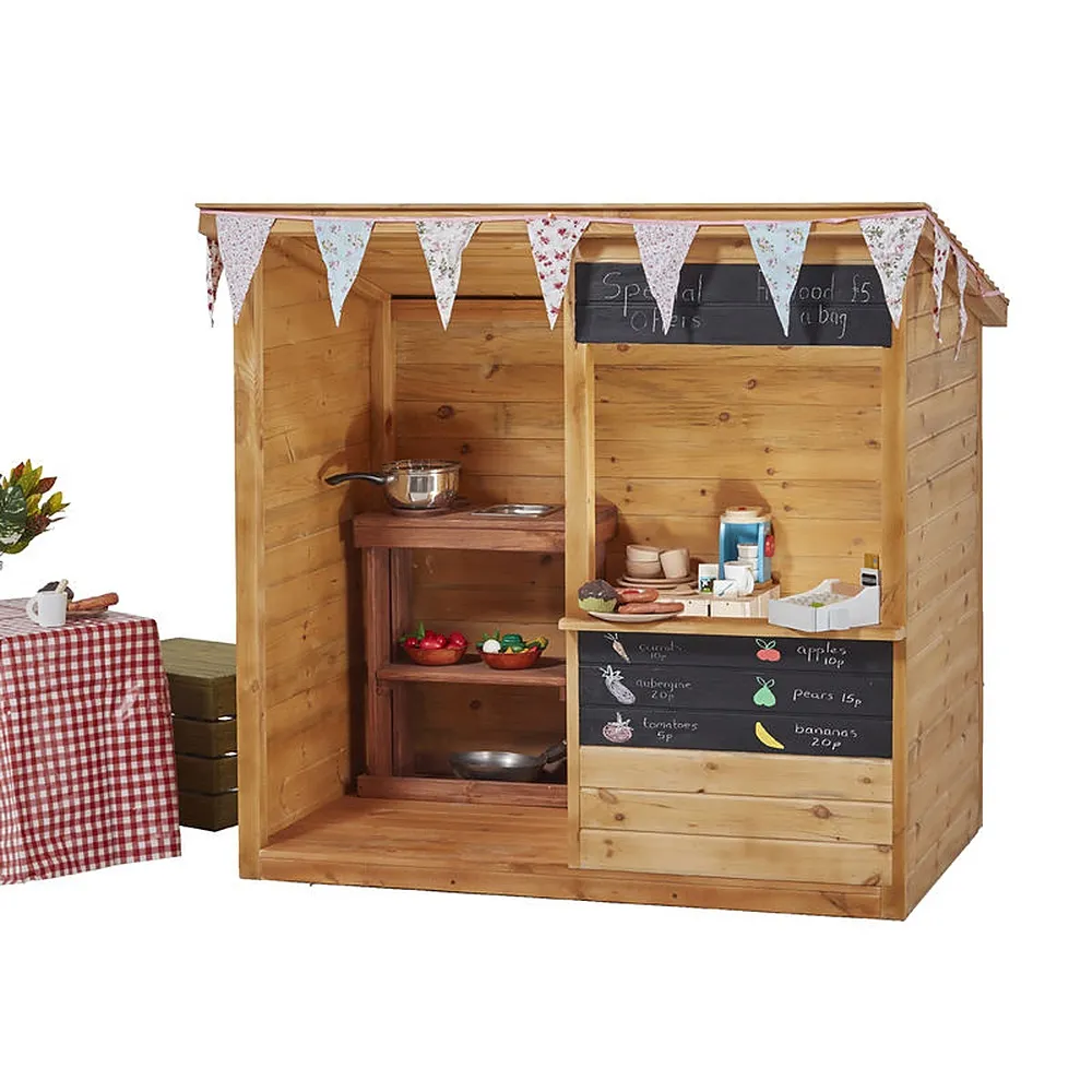 Kleiner Kaufladen, mit Kreidetafeln, aus Holz, Outdoor
