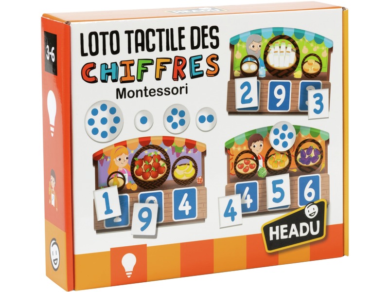 Taktiles Lotto Die Zahlen 1 bis 9 mit 18 Tastchips, ab 3 Jahren