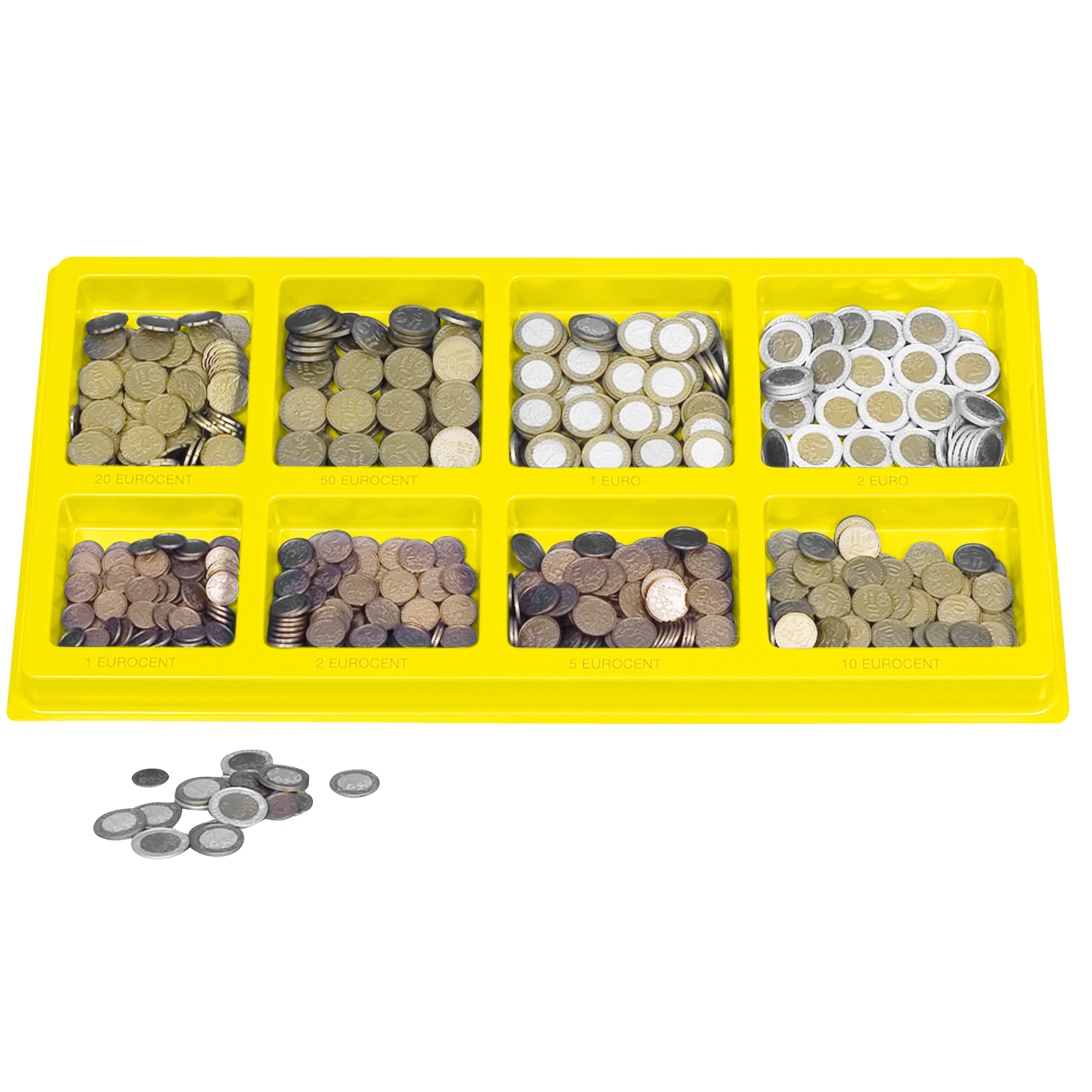Euro-Spielgeld Münzen Sortierbox, 800 Stück, waschbar