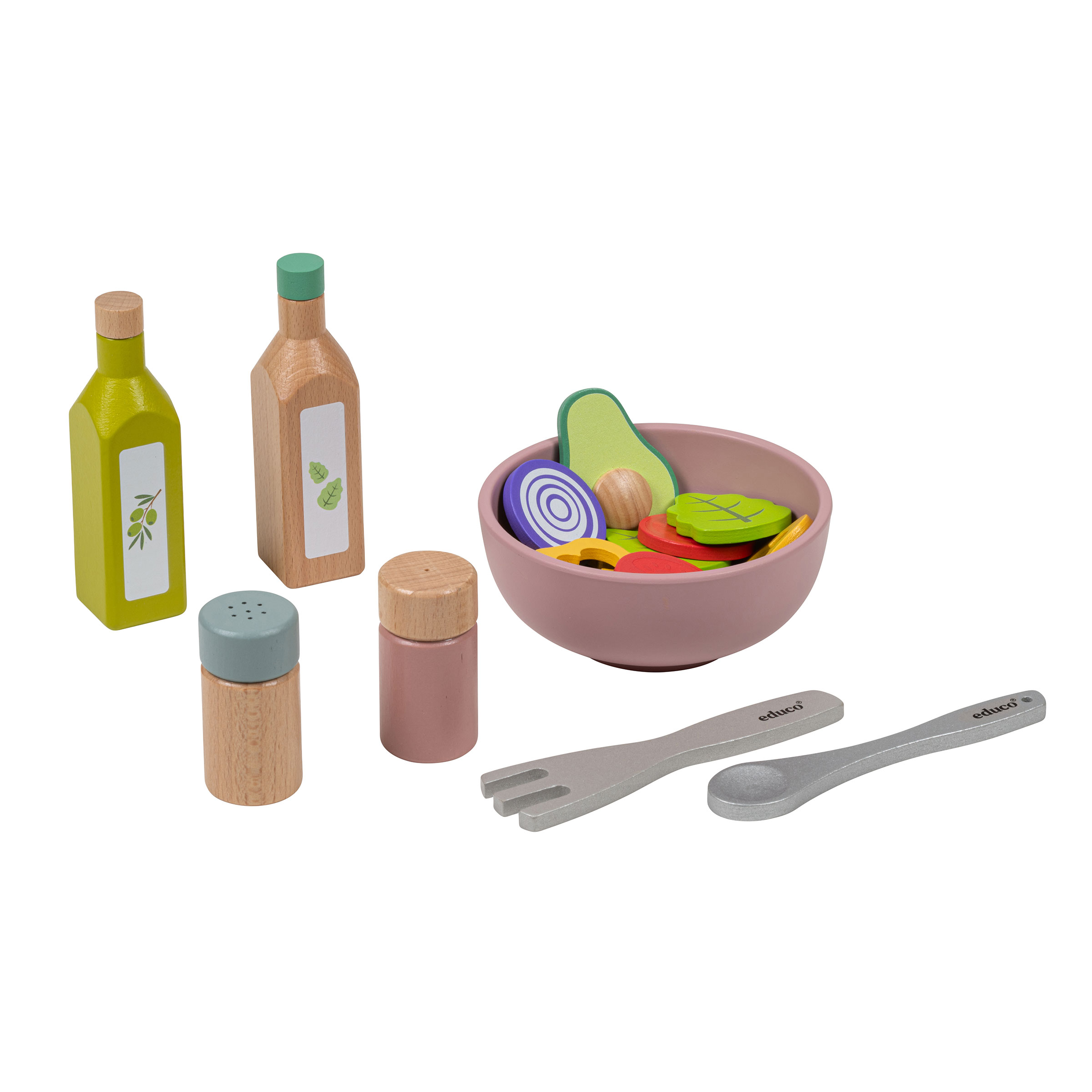 Salatset für die Kinderküche, 19-teilig, Holz