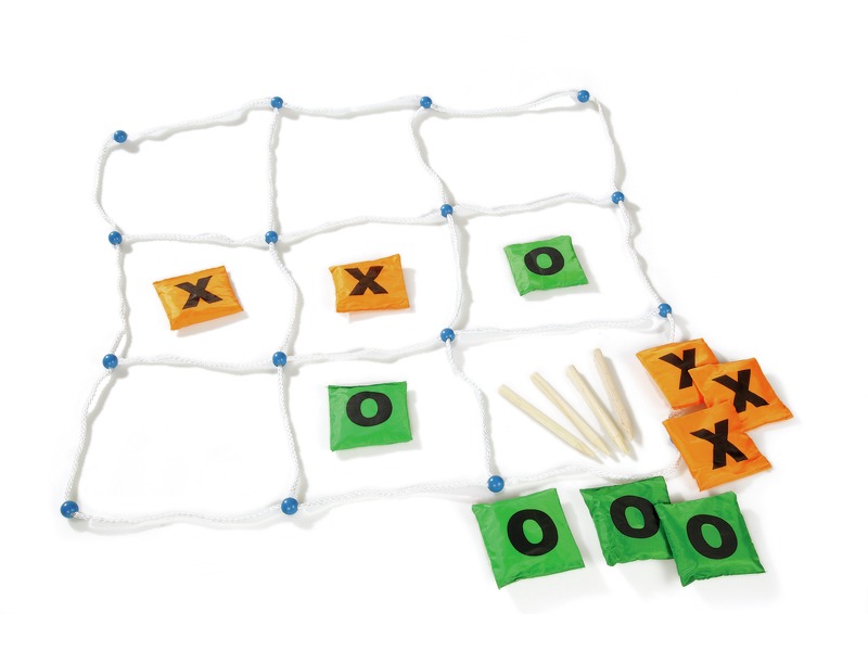 Riesenspiel Drei gewinnt mit Spielgitter und 10 Säckchen, ab 4 Jahren