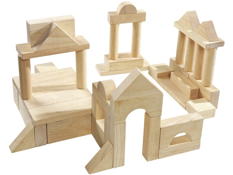Holzbausteine groß, 50 Teile, für Bauecke und Freispiel, ab 3 Jahren, natur