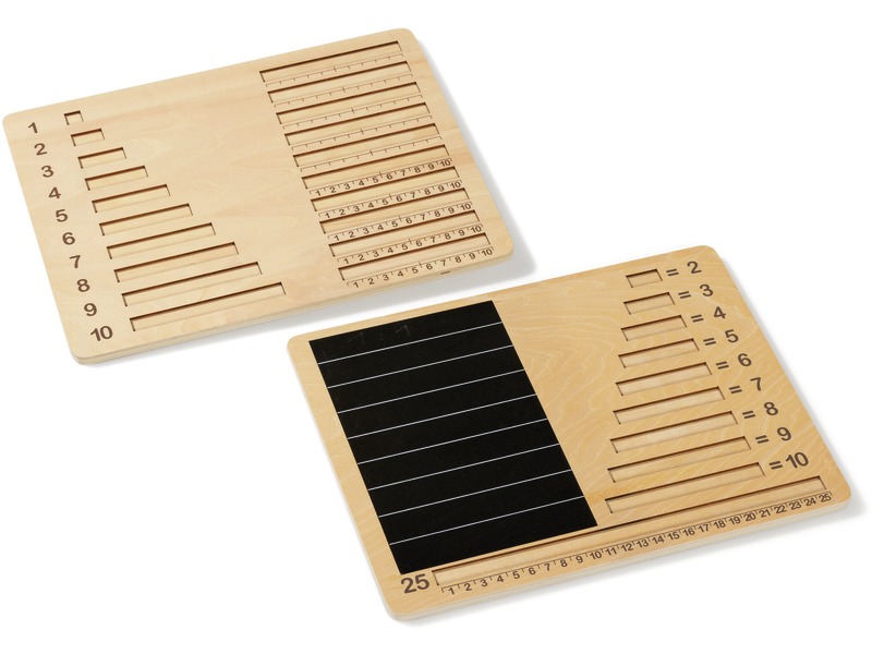 Holzplatten für Cuisenaire-Stäbchen zum Zählen und Rechnen, 2 Stück, ab 3 Jahren