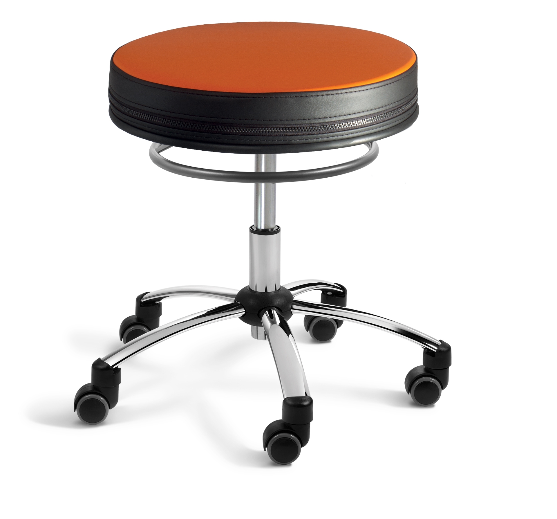 Sanus®-Hocker, 41-49 cm, Kunstleder orange/schwarz, mit Feststeller