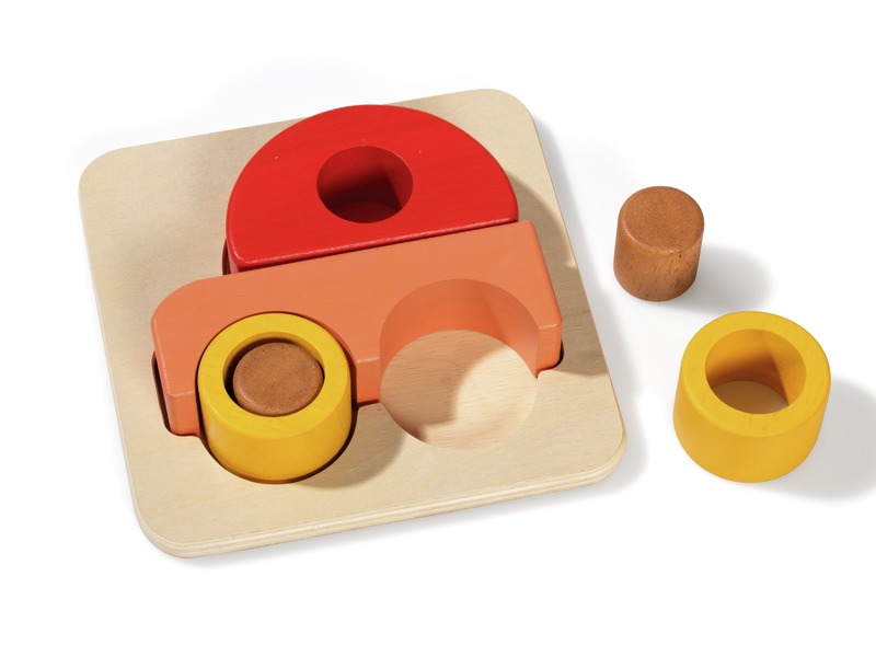 2-in-1-Steckspiel Auto aus Holz, auch zum Stapeln, 6 Teile, ab 1 Jahr