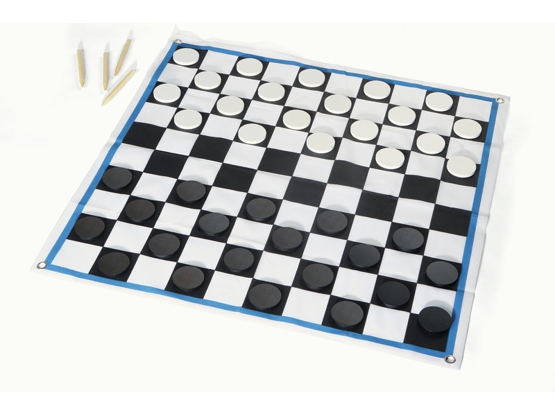 Riesen-Damespiel aus Holz und Stoff mit 40 Spielsteinen, ab 6 Jahren