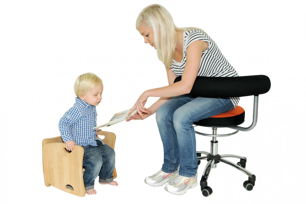 Sanus Gesundheitsstuhl 42-51 cm mit höhenverstellbarer Lehne, Kunstleder beige/schwarz, mit Gleiter