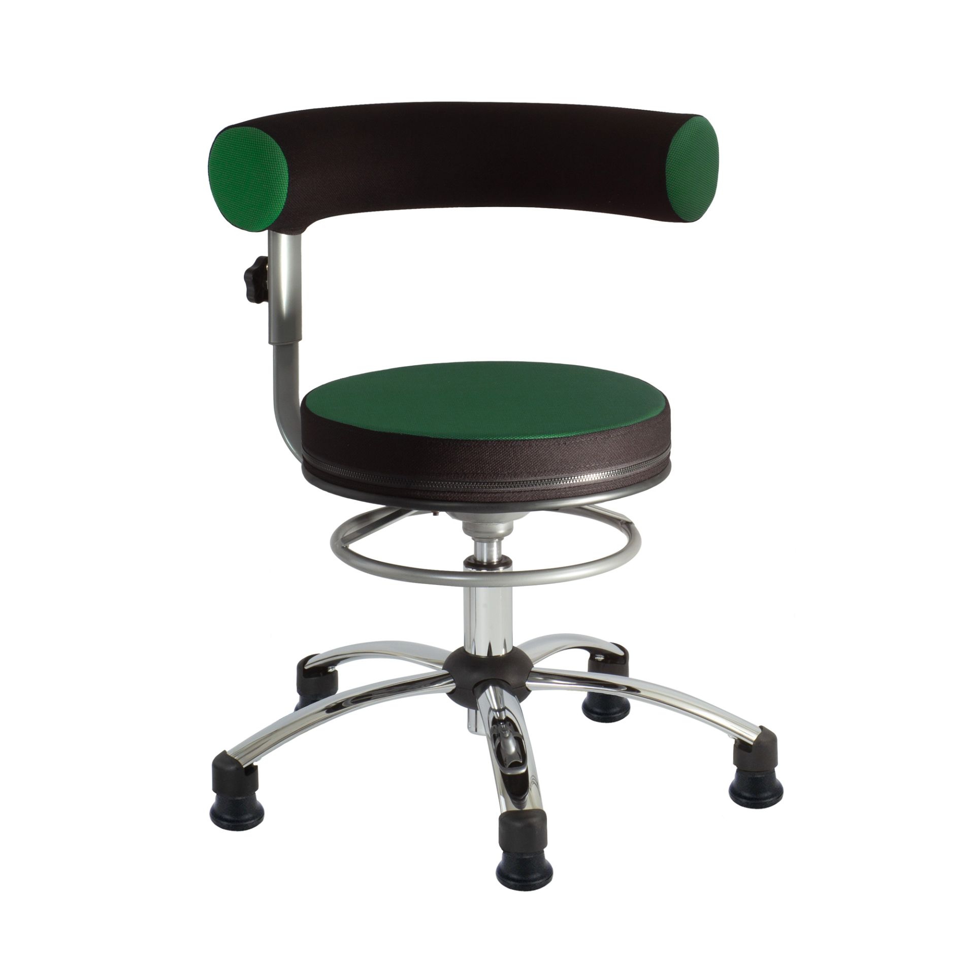 Sanus Gesundheitsstuhl 42-51 cm mit höhenverstellbarer Lehne, Stoff grün/schwarz, mit Gleiter