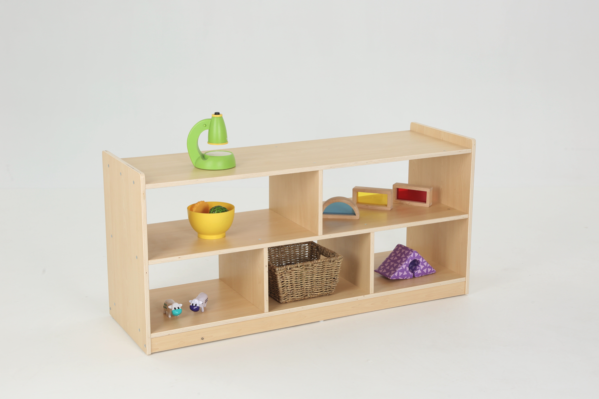 Kinder-Regal, Raumteiler, niedrig, Gerade, 5 Fächer, 120x39x57 cm, Ahorn