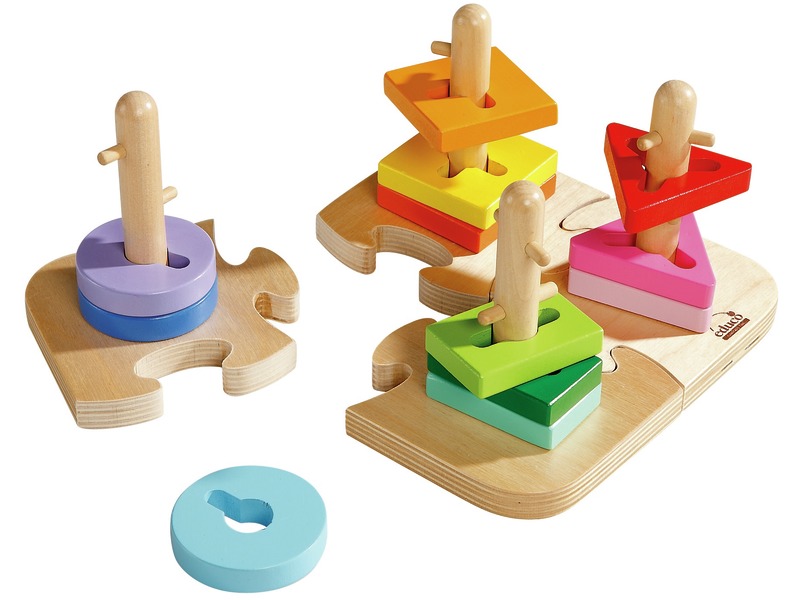 Geometrische Steckstäbe aus Holz – Steckspiel mit 16 Teilen, ab 18 Monaten