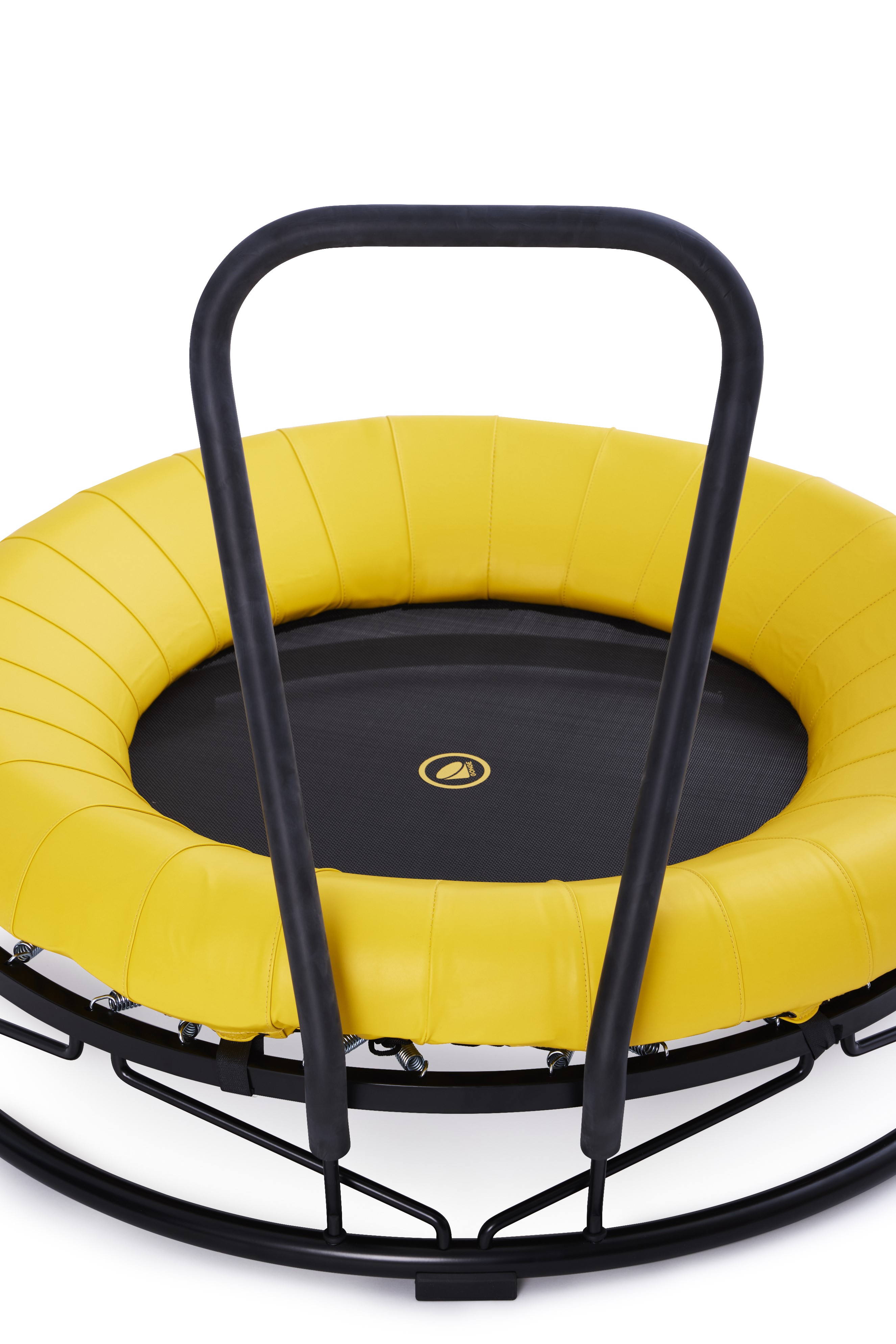 Kleines Trampolin, Gonge, mit Haltegriff und Schutzkissen, gelb, Indoor, 3-5 Jahre