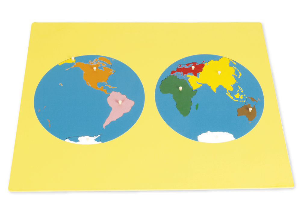 Montessori Puzzlekarte Erdteile, ca. 57 x 45 cm