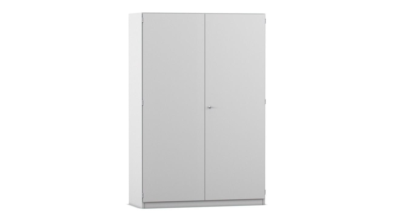Flexeo® Garderobenschrank mit einer Garderobe und 6 Fächern, grau, 50 cm Tiefe, mit Schloss
