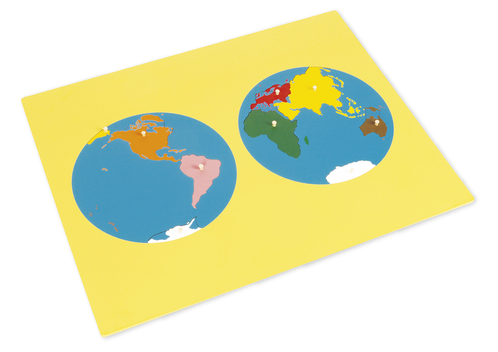 Montessori Puzzlekarte Erdteile, ca. 57 x 45 cm