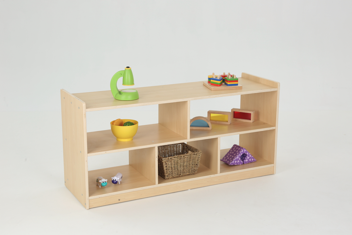 Kinder-Regal, Raumteiler, niedrig, Gerade, 5 Fächer, 120x39x57 cm, Ahorn