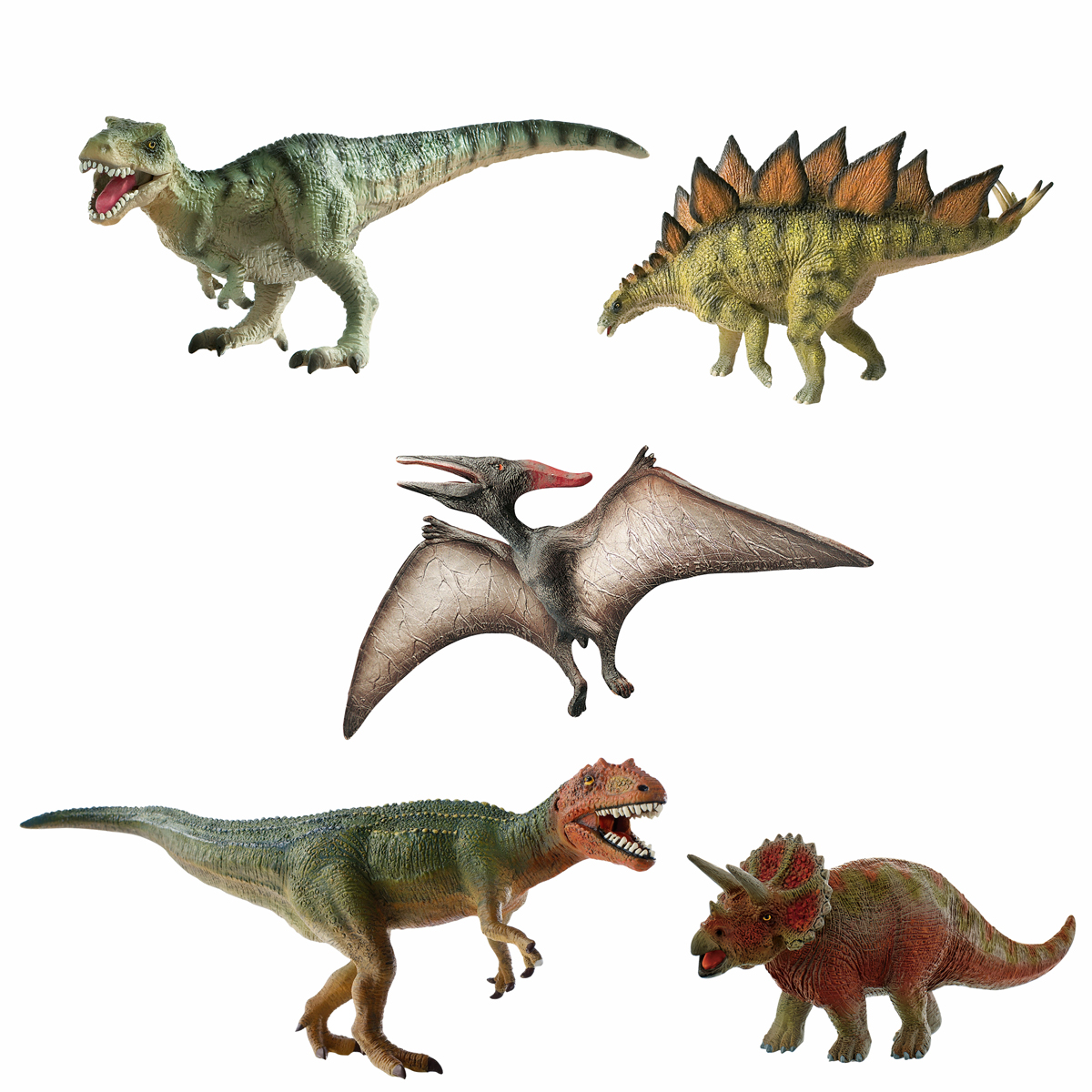 Dino Spielfiguren 5er Set, naturgetreu, handbemalt