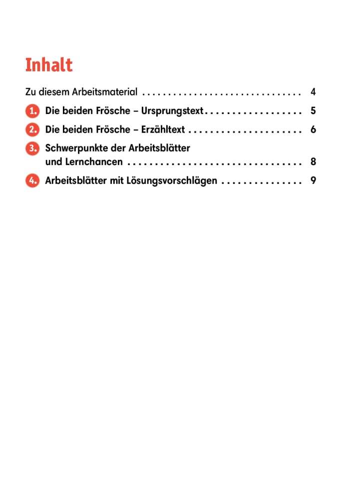 Arbeitsmaterial Grundschule. Fabeln für den Deutschunterricht. Die beiden Frösche, Heft, Klasse 2 bis 5