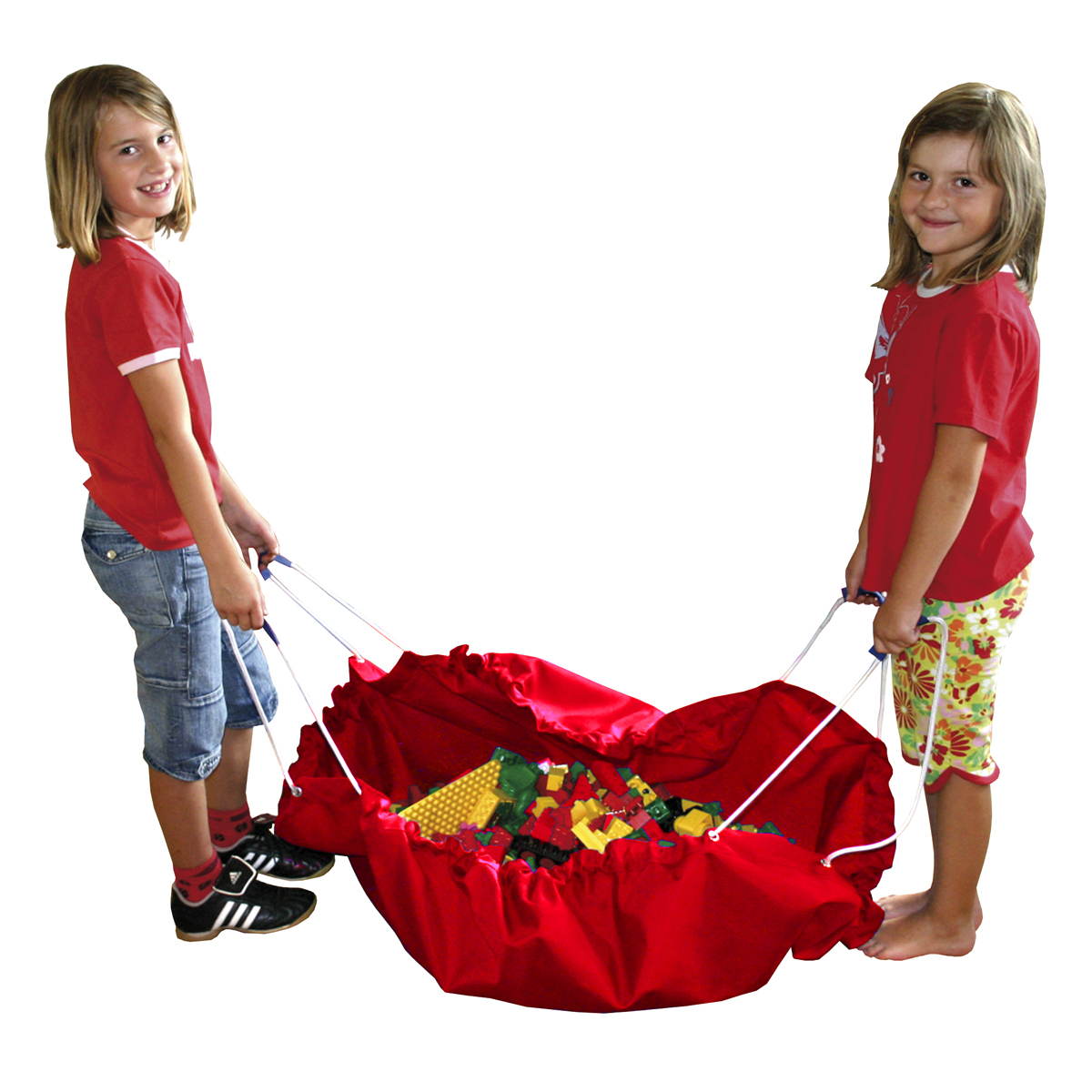 Aufräumsack Spieldecke, rot, Ø 135 cm, innenliegender Tunnelzug mit 4 Schlaufen