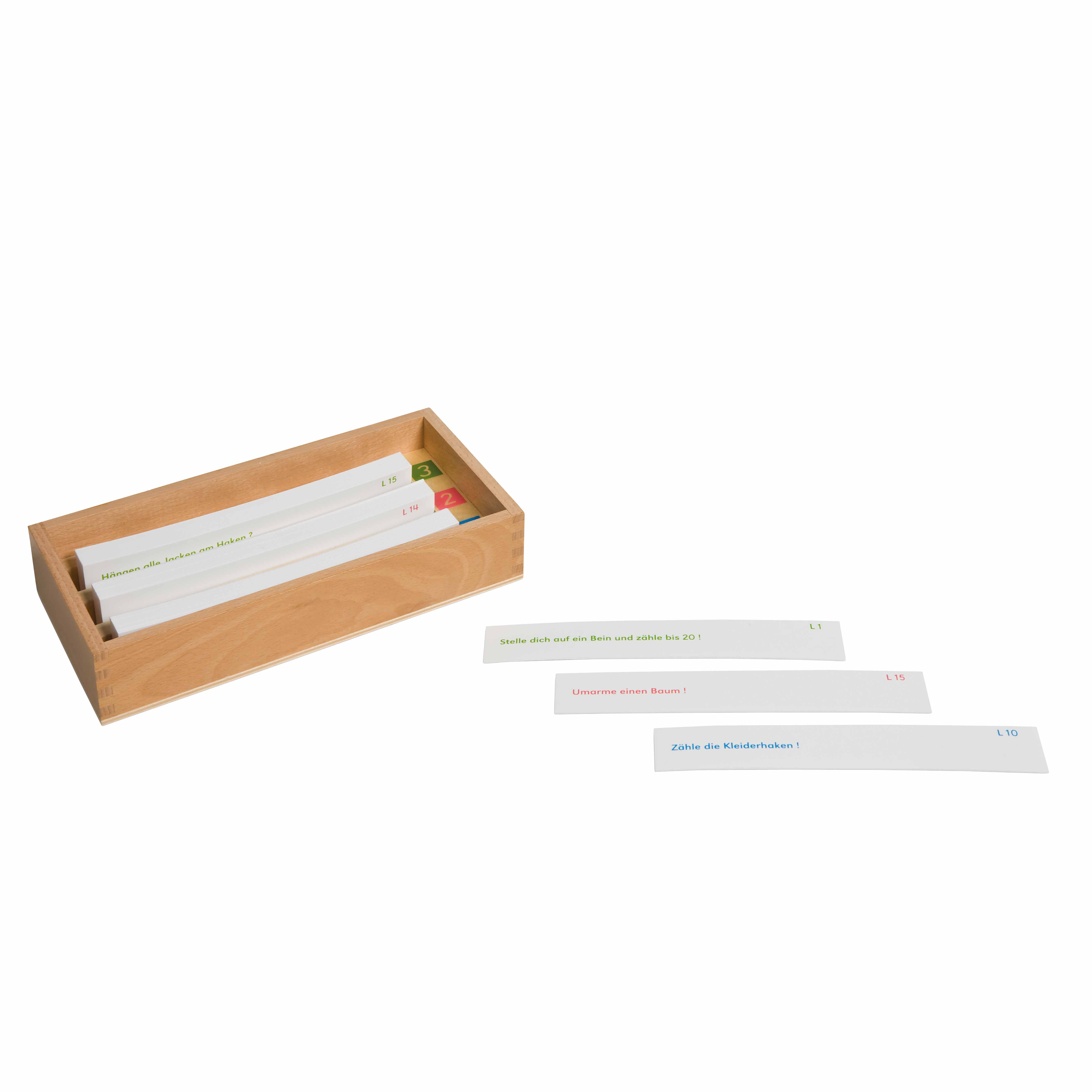 Leseaufträge 1-3 im Kasten - Montessori Sprache
