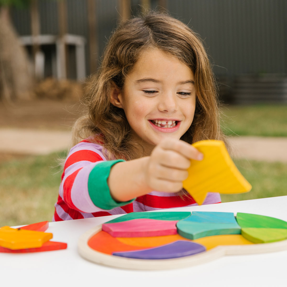 Holzbausteine-Set, Sortierspiel Herz, bunt, 10-teilig