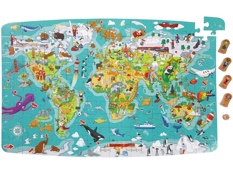 Puzzle und Spiel 2 in 1 Die Reise um die Welt, 100 Teile, ab 5 Jahren