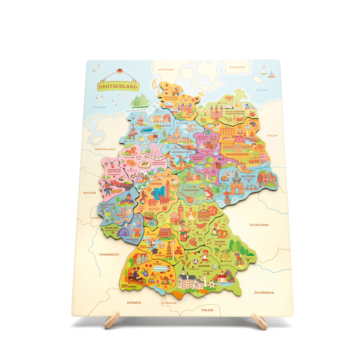 Magnetpuzzle Landkarte Deutschland, 16 Bundesländer, 20 Teile, 48,5 x 65,5 cm