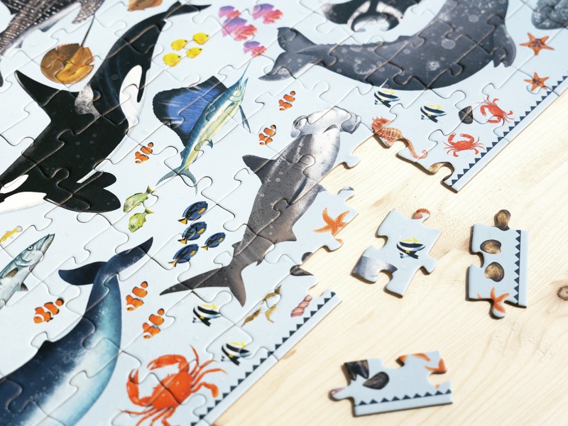 Puzzle Bedrohte Tiere Ozean zum Artenschutz, ab 6 Jahren