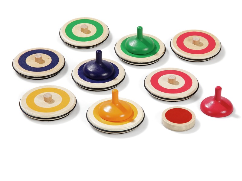 Curling-Spiel für drinnen aus Holz mit 8 Pucks und Zielscheibe, ab 6 Jahren