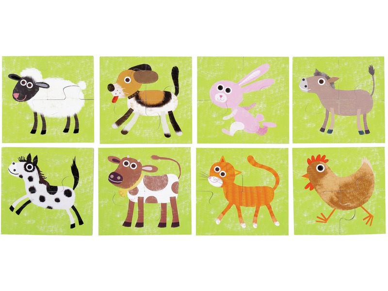 Puzzle 8-in-1 Bauernhof, Wendepuzzle aus Pappe, ab 2 Jahren